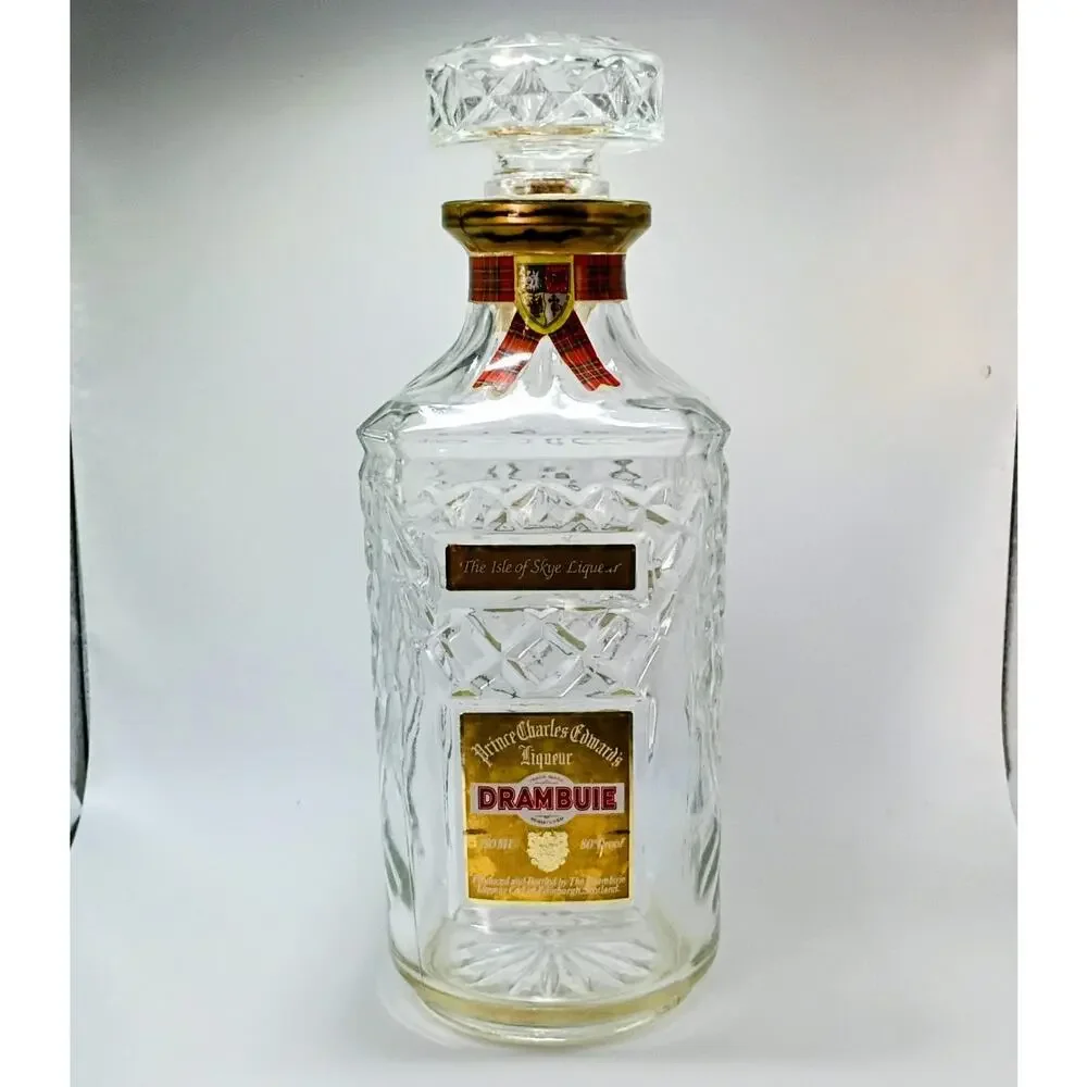 Vintage Drambuie Prince Charles Edwards Glass Liquor Bottle Decanter